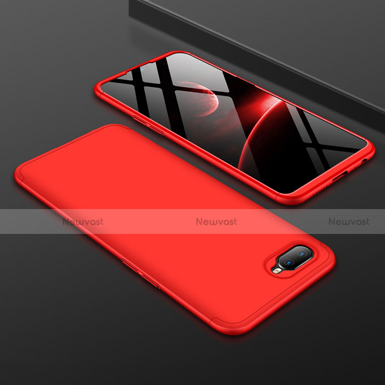 Hard Rigid Plastic Matte Finish Front and Back Cover Case 360 Degrees for Oppo K1 Red