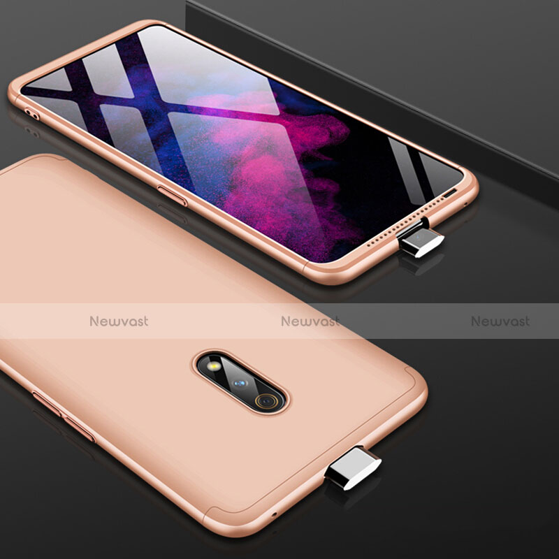 Hard Rigid Plastic Matte Finish Front and Back Cover Case 360 Degrees for Oppo K3 Gold