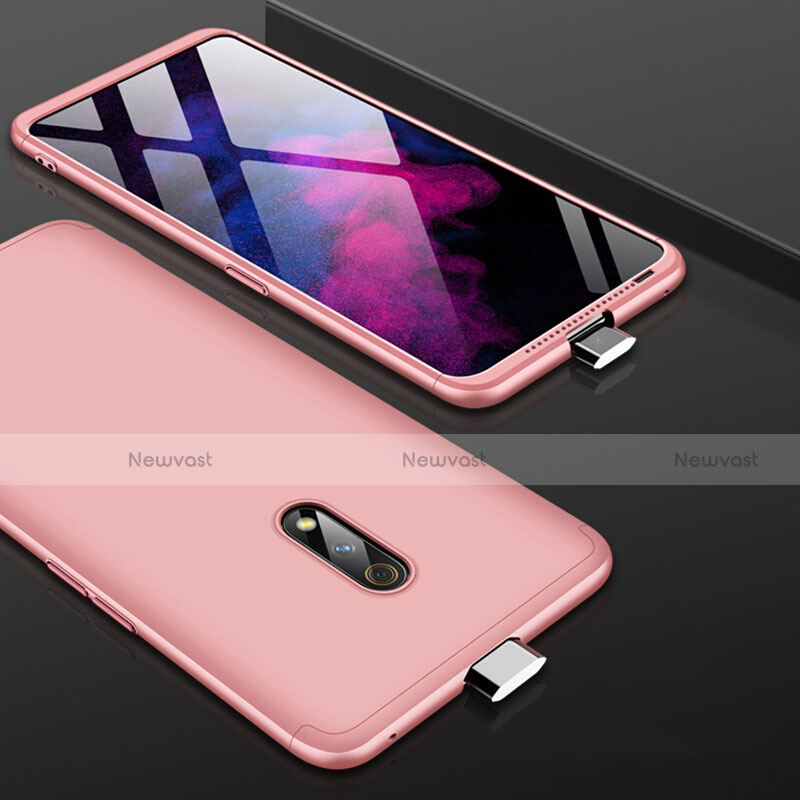 Hard Rigid Plastic Matte Finish Front and Back Cover Case 360 Degrees for Oppo K3 Rose Gold