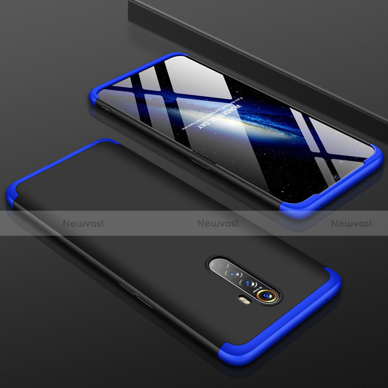 Hard Rigid Plastic Matte Finish Front and Back Cover Case 360 Degrees for Oppo Reno Ace Blue and Black