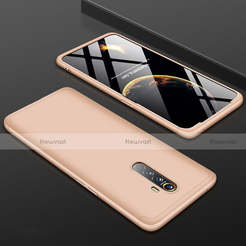 Hard Rigid Plastic Matte Finish Front and Back Cover Case 360 Degrees for Oppo Reno Ace Gold