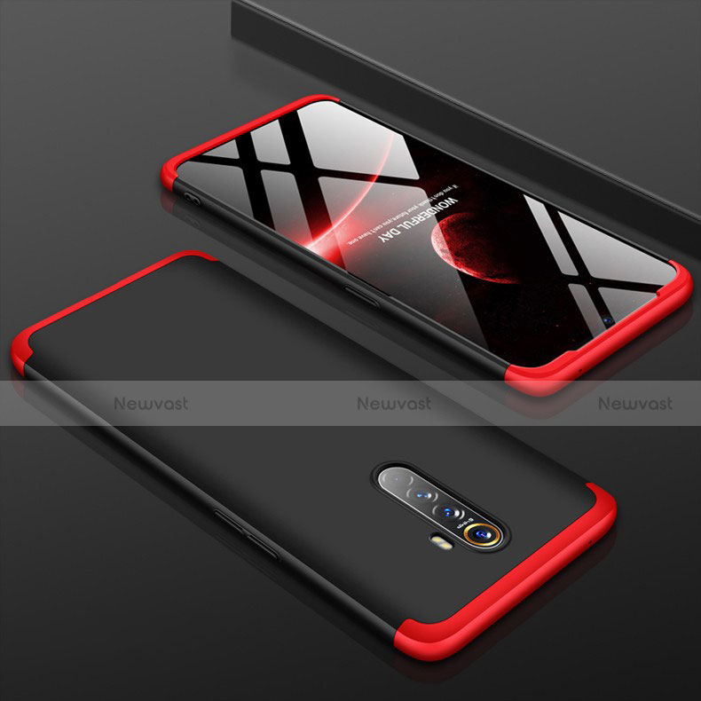 Hard Rigid Plastic Matte Finish Front and Back Cover Case 360 Degrees for Oppo Reno Ace Red and Black