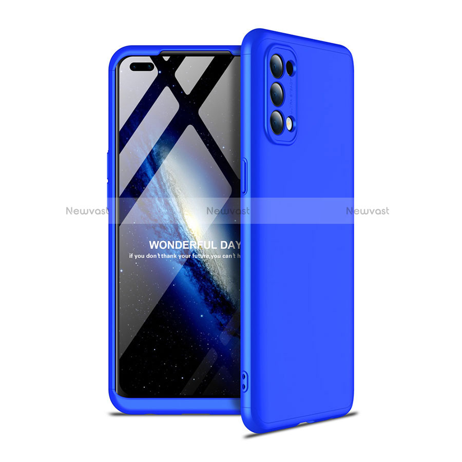 Hard Rigid Plastic Matte Finish Front and Back Cover Case 360 Degrees for Oppo Reno4 4G Blue