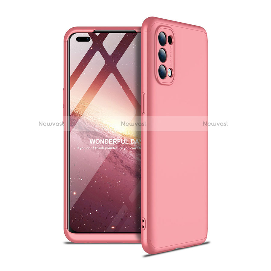 Hard Rigid Plastic Matte Finish Front and Back Cover Case 360 Degrees for Oppo Reno4 4G Rose Gold