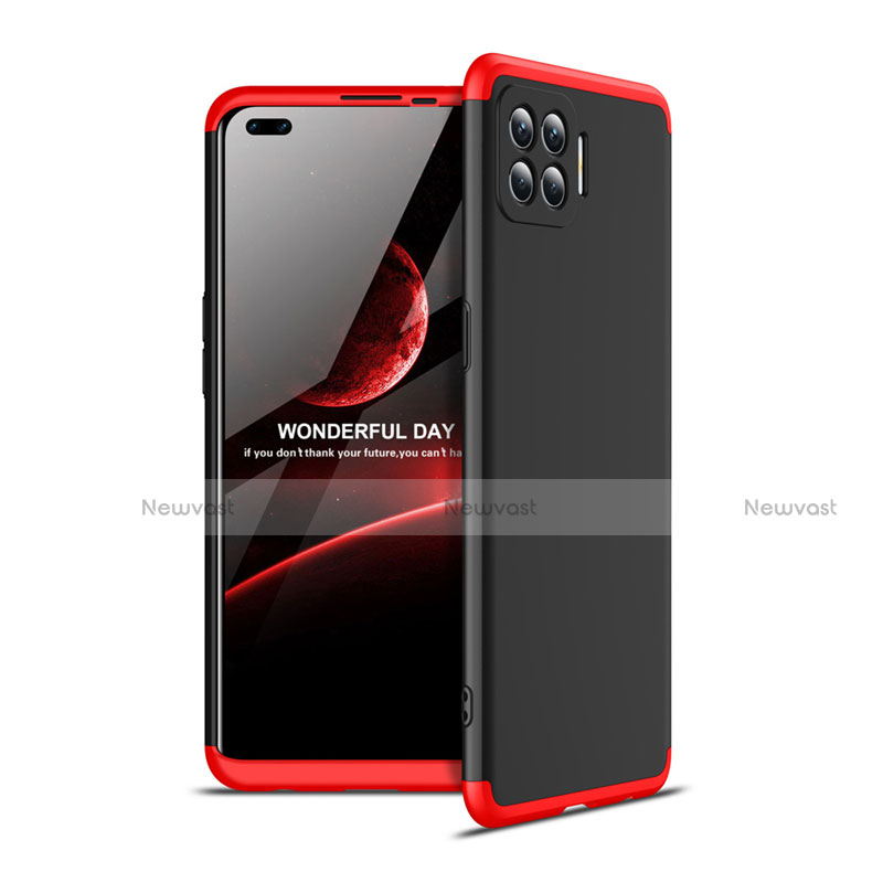 Hard Rigid Plastic Matte Finish Front and Back Cover Case 360 Degrees for Oppo Reno4 Lite Red and Black