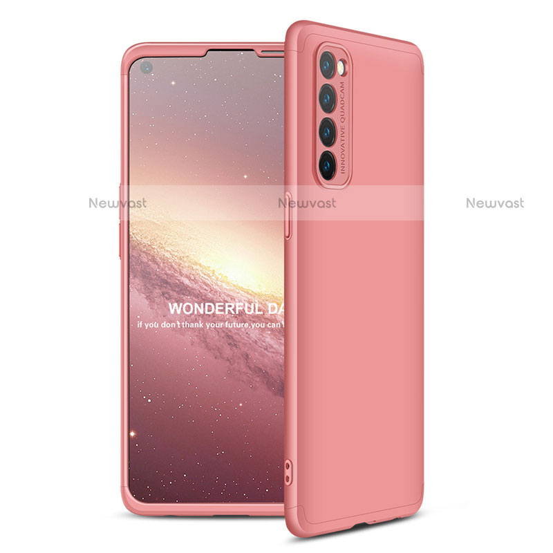 Hard Rigid Plastic Matte Finish Front and Back Cover Case 360 Degrees for Oppo Reno4 Pro 4G Rose Gold