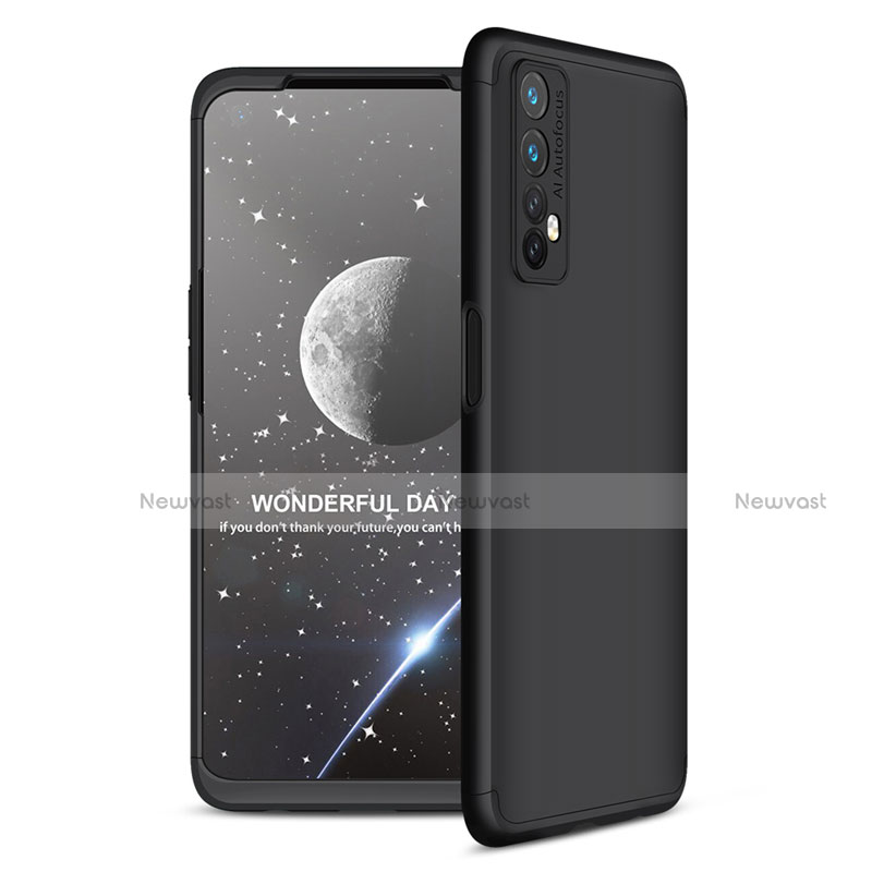 Hard Rigid Plastic Matte Finish Front and Back Cover Case 360 Degrees for Realme 7 Black