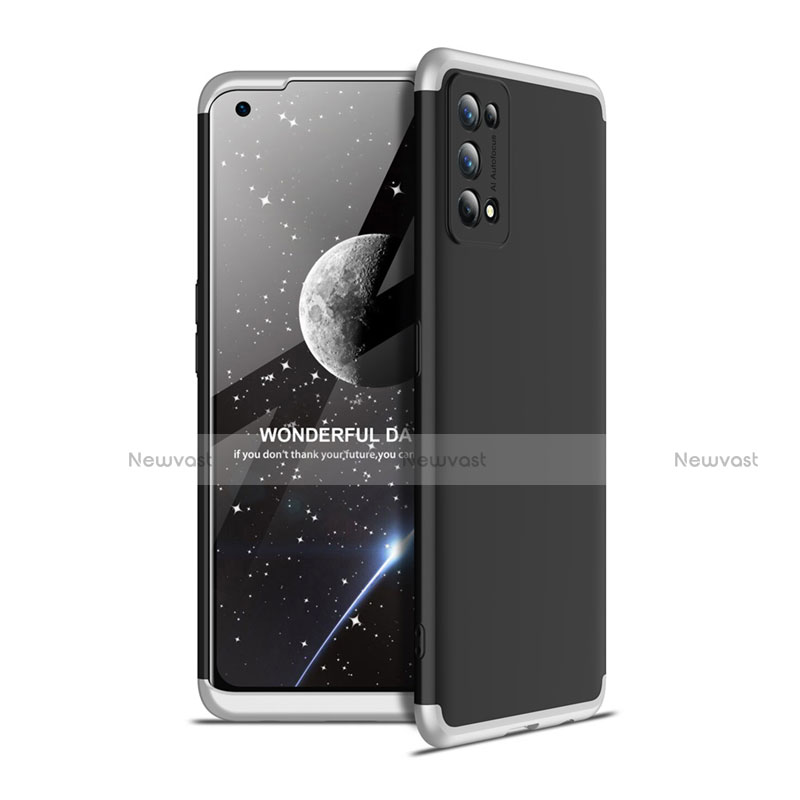 Hard Rigid Plastic Matte Finish Front and Back Cover Case 360 Degrees for Realme 7 Pro Silver and Black