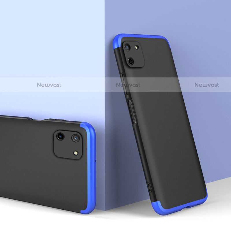 Hard Rigid Plastic Matte Finish Front and Back Cover Case 360 Degrees for Realme C11 Blue and Black