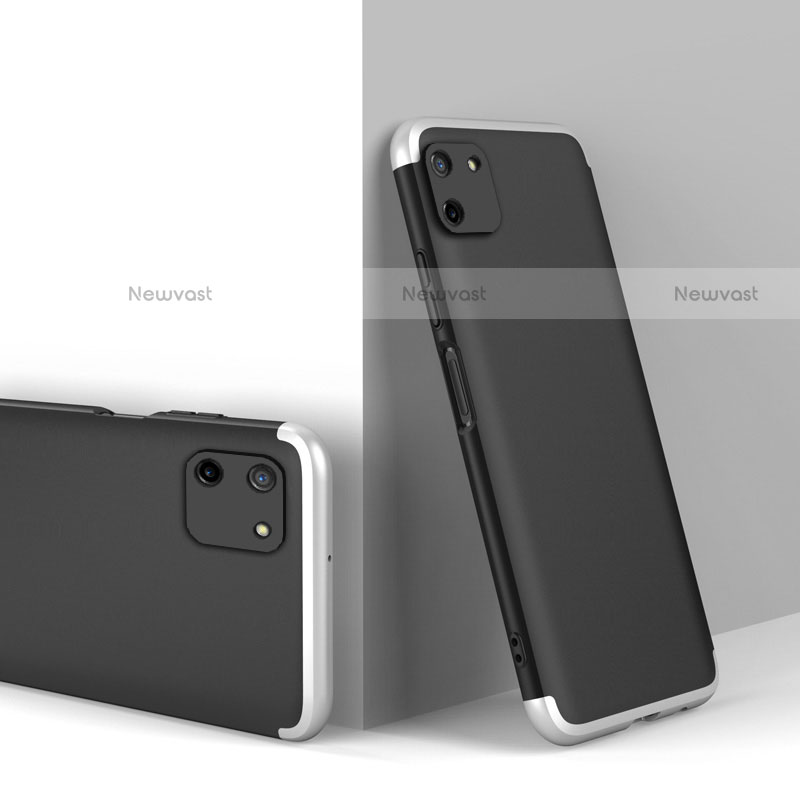 Hard Rigid Plastic Matte Finish Front and Back Cover Case 360 Degrees for Realme C11 Silver and Black