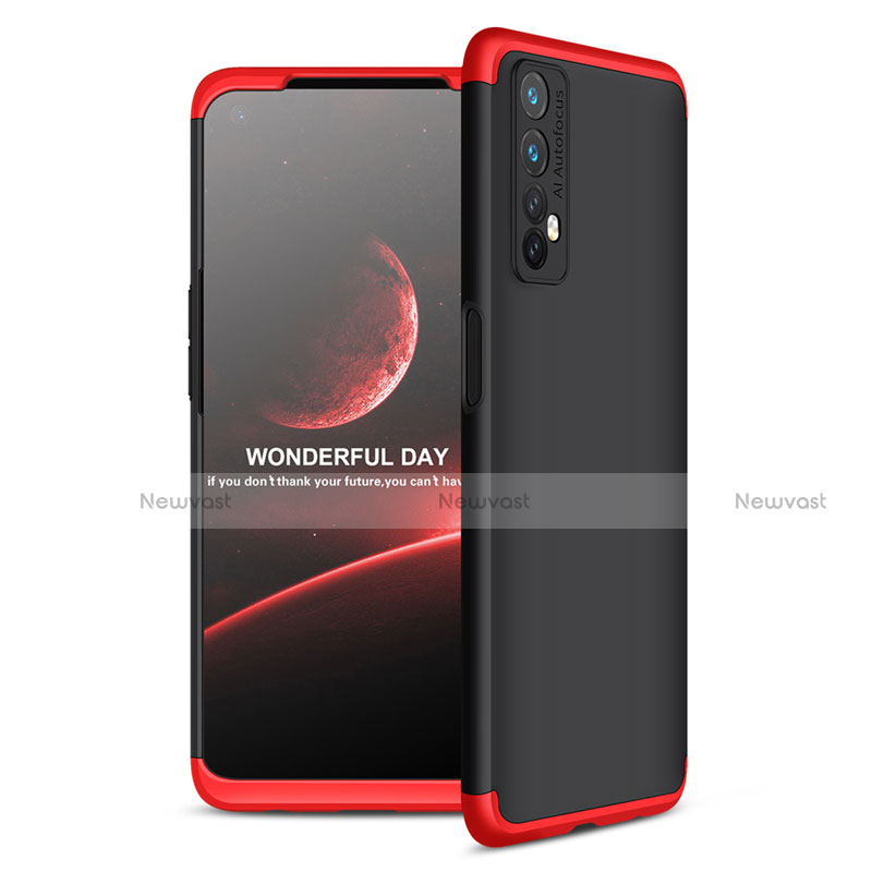 Hard Rigid Plastic Matte Finish Front and Back Cover Case 360 Degrees for Realme Narzo 30 4G Red and Black