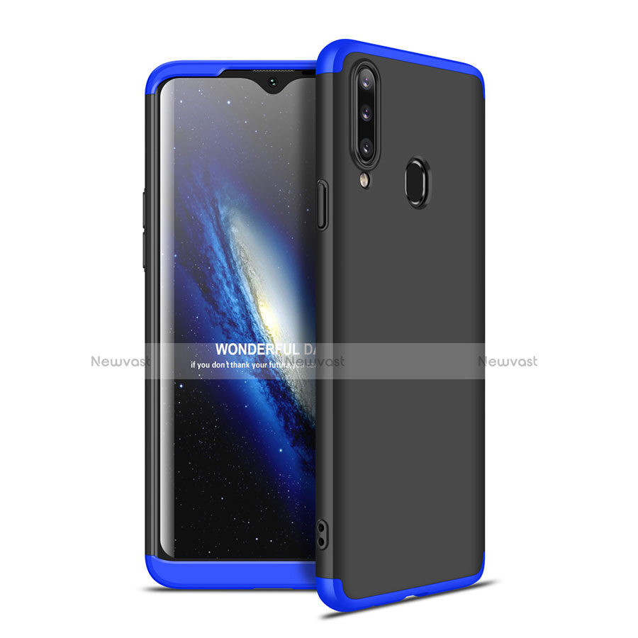 Hard Rigid Plastic Matte Finish Front and Back Cover Case 360 Degrees for Samsung Galaxy A20s Blue and Black