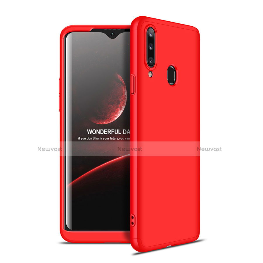 Hard Rigid Plastic Matte Finish Front and Back Cover Case 360 Degrees for Samsung Galaxy A20s Red