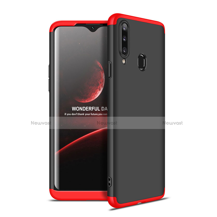 Hard Rigid Plastic Matte Finish Front and Back Cover Case 360 Degrees for Samsung Galaxy A20s Red and Black