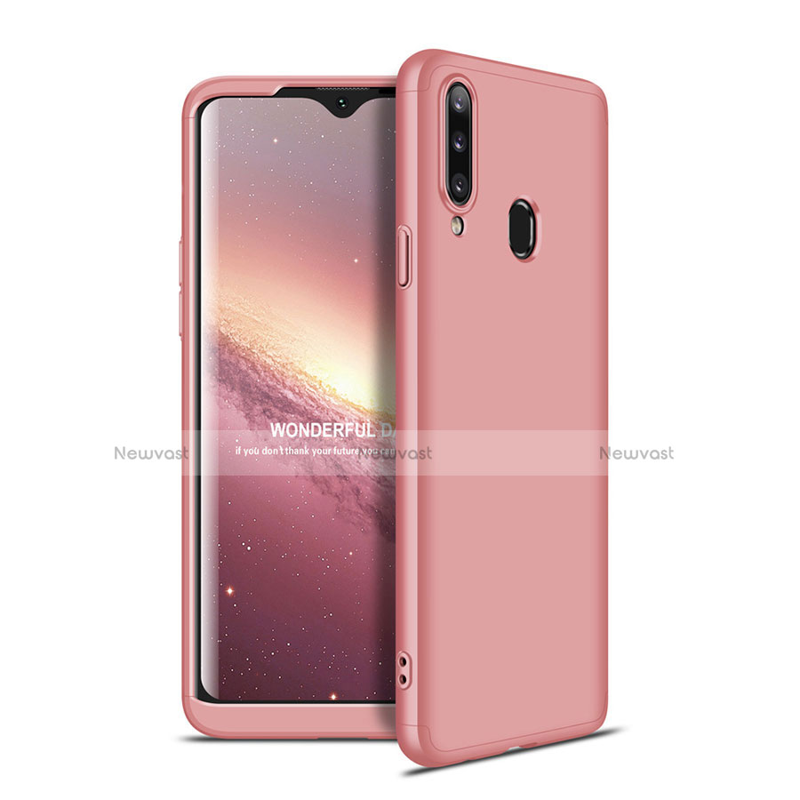 Hard Rigid Plastic Matte Finish Front and Back Cover Case 360 Degrees for Samsung Galaxy A20s Rose Gold