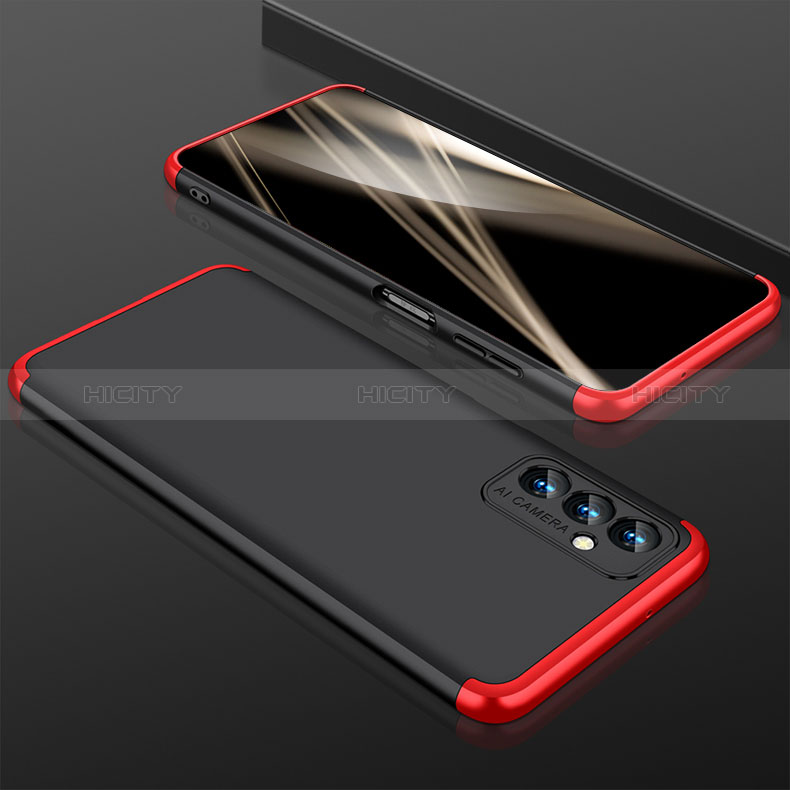 Hard Rigid Plastic Matte Finish Front and Back Cover Case 360 Degrees for Samsung Galaxy A34 5G Red and Black