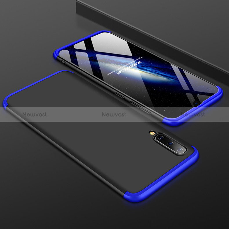 Hard Rigid Plastic Matte Finish Front and Back Cover Case 360 Degrees for Samsung Galaxy A50S Blue and Black