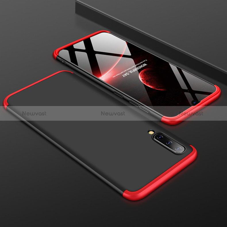 Hard Rigid Plastic Matte Finish Front and Back Cover Case 360 Degrees for Samsung Galaxy A50S Red and Black