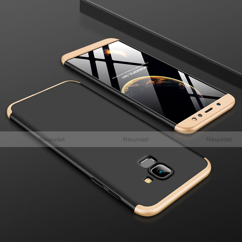 Hard Rigid Plastic Matte Finish Front and Back Cover Case 360 Degrees for Samsung Galaxy A6 (2018) Dual SIM Gold and Black