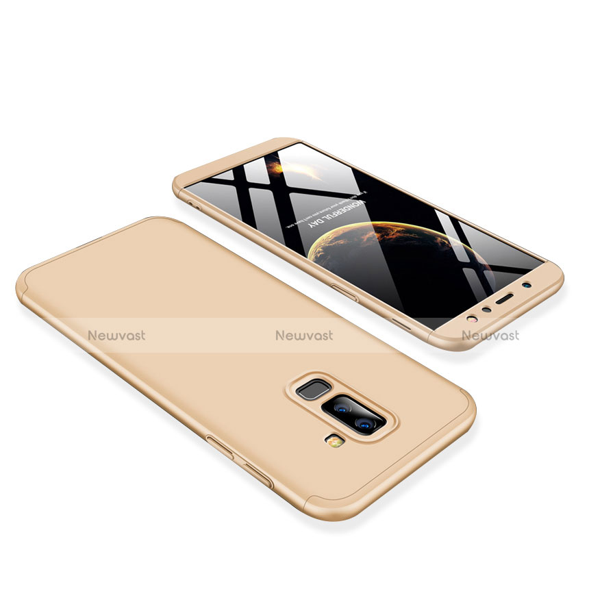 Hard Rigid Plastic Matte Finish Front and Back Cover Case 360 Degrees for Samsung Galaxy A6 Plus (2018) Gold