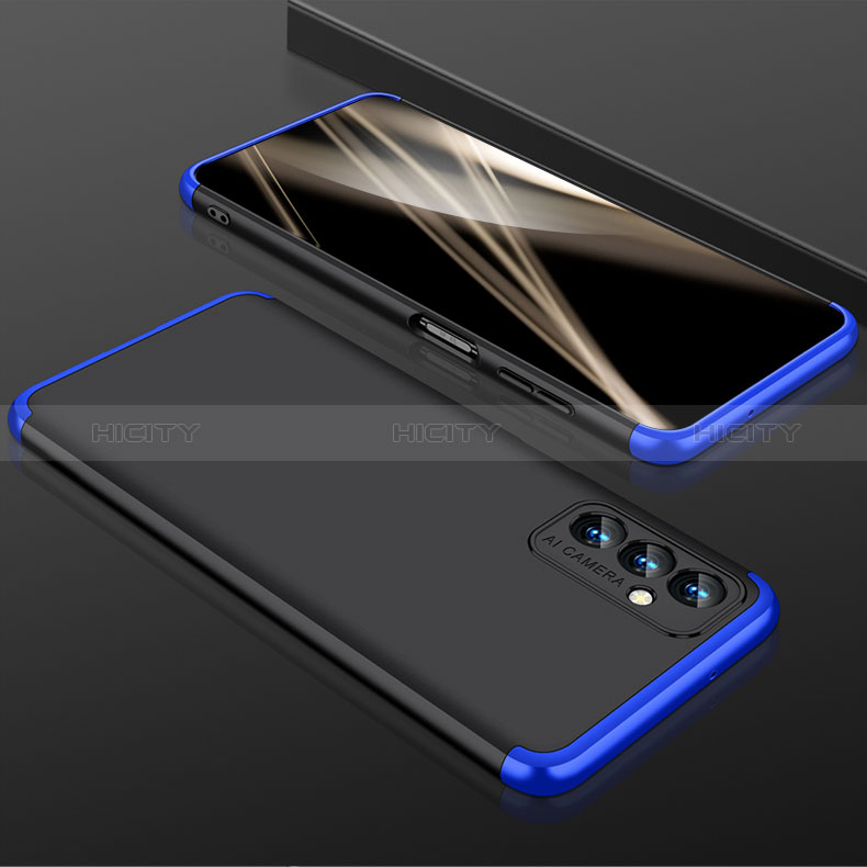 Hard Rigid Plastic Matte Finish Front and Back Cover Case 360 Degrees for Samsung Galaxy A82 5G Blue and Black