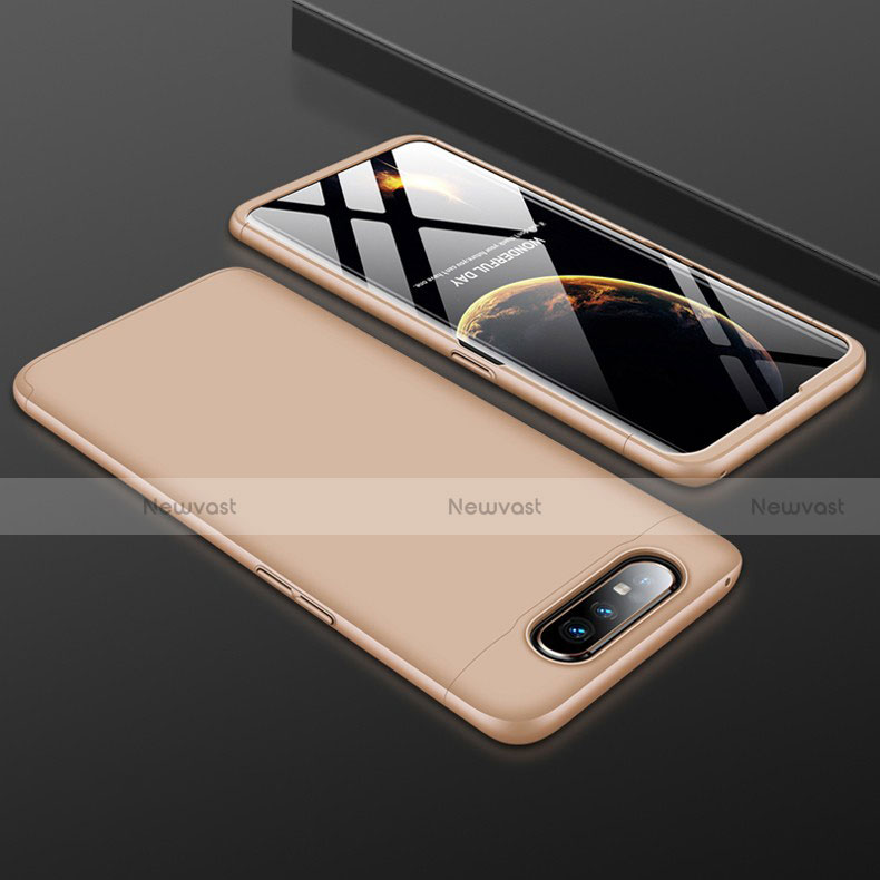 Hard Rigid Plastic Matte Finish Front and Back Cover Case 360 Degrees for Samsung Galaxy A90 4G Gold