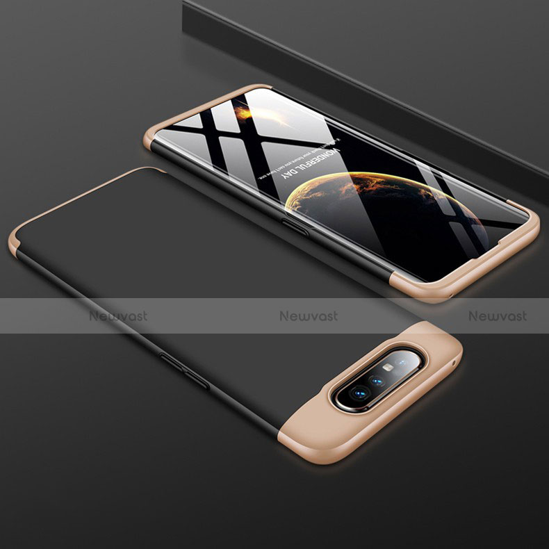 Hard Rigid Plastic Matte Finish Front and Back Cover Case 360 Degrees for Samsung Galaxy A90 4G Gold and Black