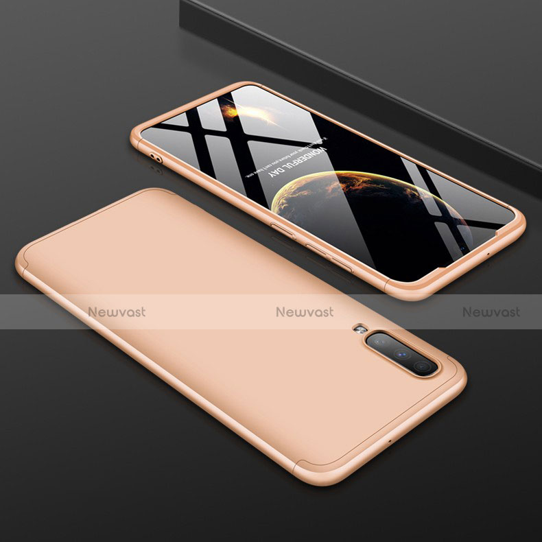 Hard Rigid Plastic Matte Finish Front and Back Cover Case 360 Degrees for Samsung Galaxy A90 5G Gold