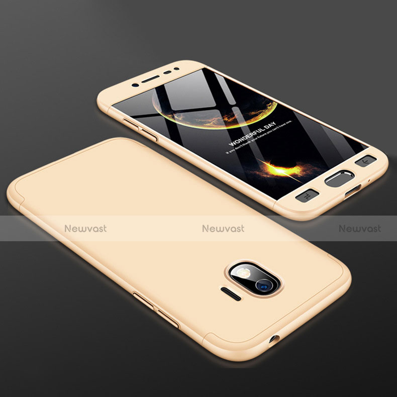 Hard Rigid Plastic Matte Finish Front and Back Cover Case 360 Degrees for Samsung Galaxy J2 Pro (2018) J250F Gold