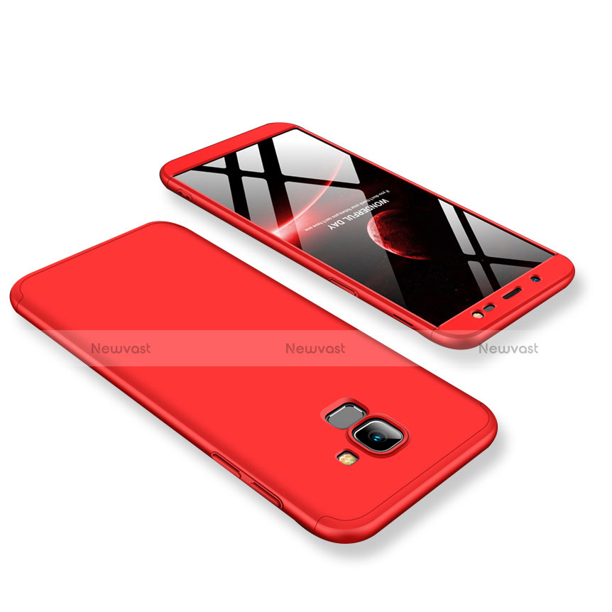 Hard Rigid Plastic Matte Finish Front and Back Cover Case 360 Degrees for Samsung Galaxy J6 (2018) J600F Red