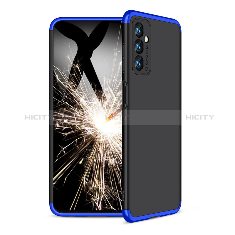 Hard Rigid Plastic Matte Finish Front and Back Cover Case 360 Degrees for Samsung Galaxy M13 4G Blue and Black