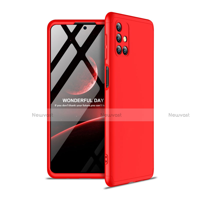 Hard Rigid Plastic Matte Finish Front and Back Cover Case 360 Degrees for Samsung Galaxy M31s Red