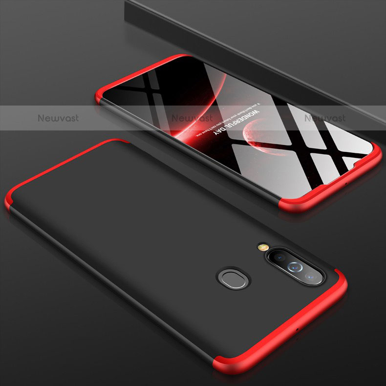 Hard Rigid Plastic Matte Finish Front and Back Cover Case 360 Degrees for Samsung Galaxy M40 Red and Black