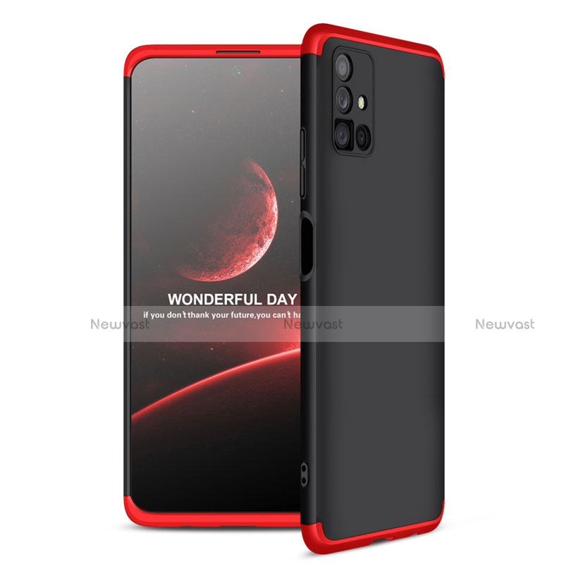 Hard Rigid Plastic Matte Finish Front and Back Cover Case 360 Degrees for Samsung Galaxy M51 Red and Black