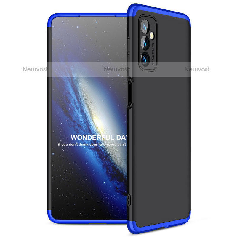 Hard Rigid Plastic Matte Finish Front and Back Cover Case 360 Degrees for Samsung Galaxy M52 5G Blue and Black