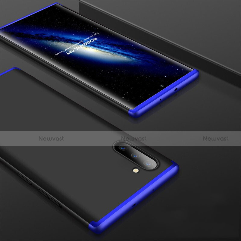 Hard Rigid Plastic Matte Finish Front and Back Cover Case 360 Degrees for Samsung Galaxy Note 10 5G Blue and Black