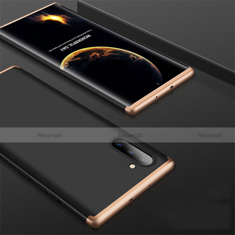 Hard Rigid Plastic Matte Finish Front and Back Cover Case 360 Degrees for Samsung Galaxy Note 10 5G Gold and Black