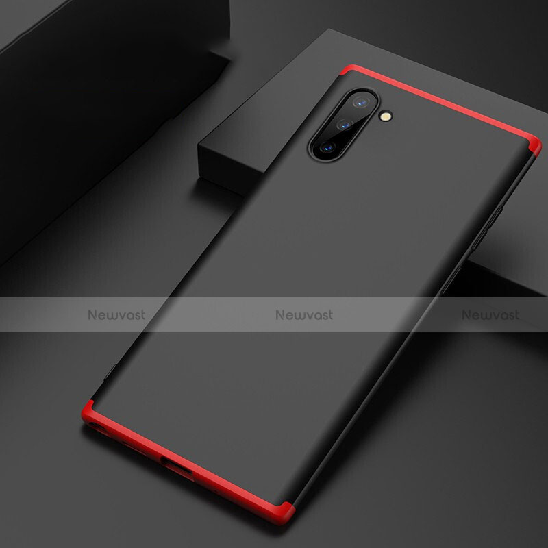 Hard Rigid Plastic Matte Finish Front and Back Cover Case 360 Degrees for Samsung Galaxy Note 10 Red and Black