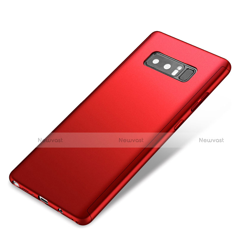 Hard Rigid Plastic Matte Finish Front and Back Cover Case 360 Degrees for Samsung Galaxy Note 8 Red