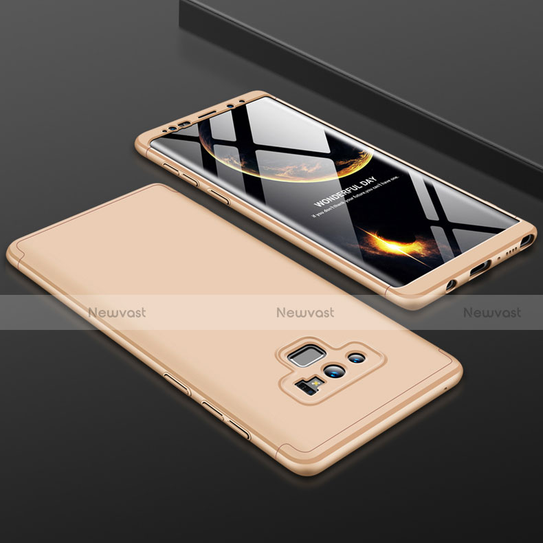 Hard Rigid Plastic Matte Finish Front and Back Cover Case 360 Degrees for Samsung Galaxy Note 9 Gold