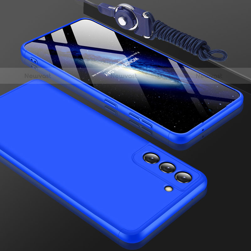 Hard Rigid Plastic Matte Finish Front and Back Cover Case 360 Degrees for Samsung Galaxy S21 5G Blue