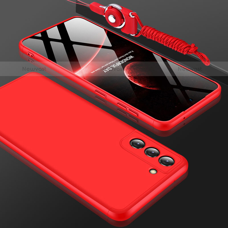 Hard Rigid Plastic Matte Finish Front and Back Cover Case 360 Degrees for Samsung Galaxy S21 Plus 5G Red