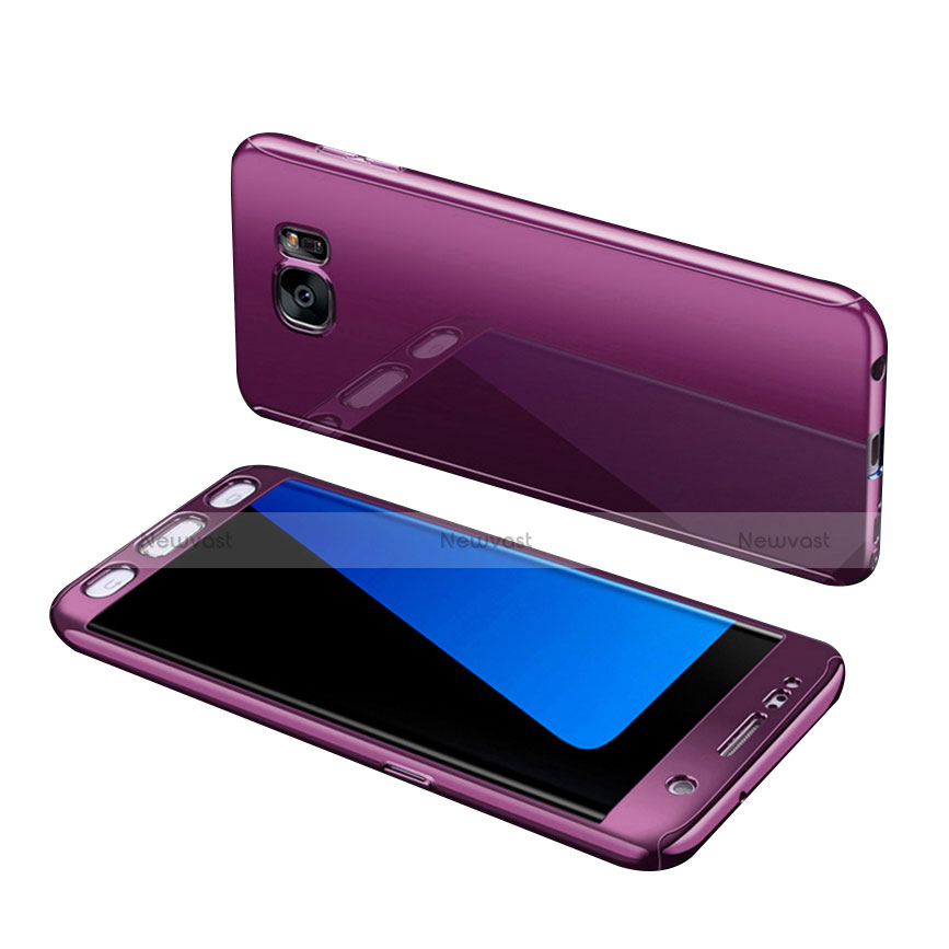 Hard Rigid Plastic Matte Finish Front and Back Cover Case 360 Degrees for Samsung Galaxy S7 Edge G935F Purple