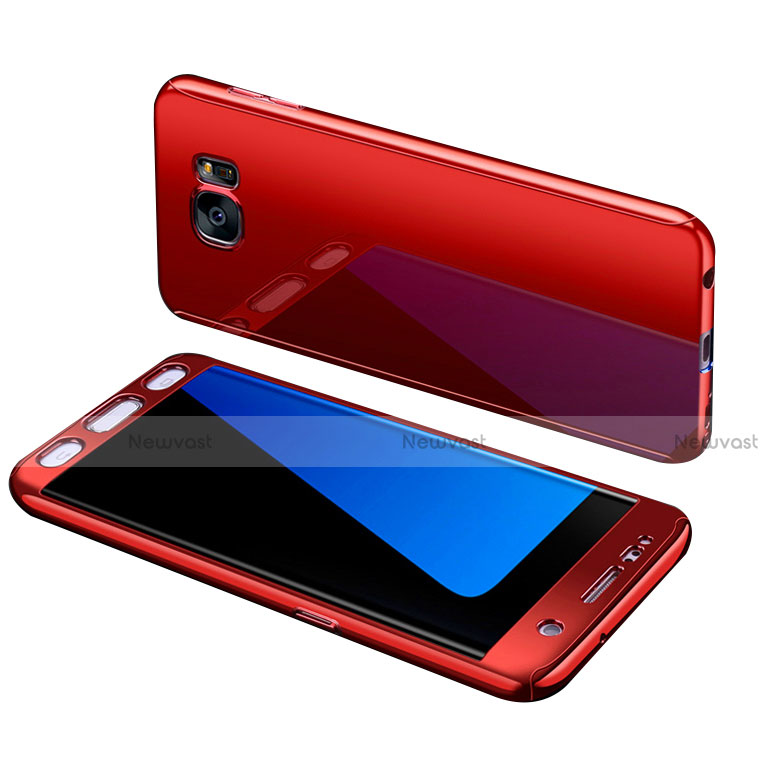 Hard Rigid Plastic Matte Finish Front and Back Cover Case 360 Degrees for Samsung Galaxy S7 Edge G935F Red