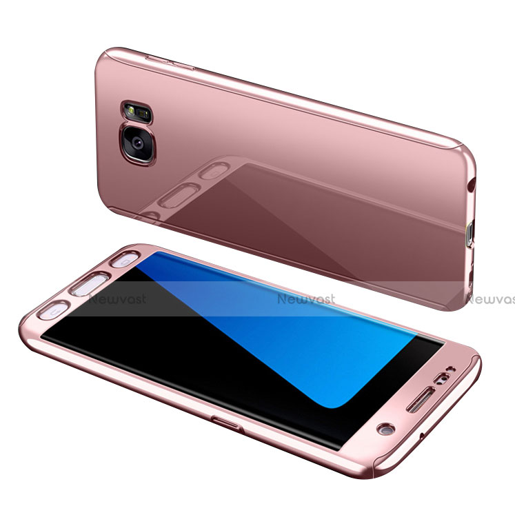 Hard Rigid Plastic Matte Finish Front and Back Cover Case 360 Degrees for Samsung Galaxy S7 Edge G935F Rose Gold