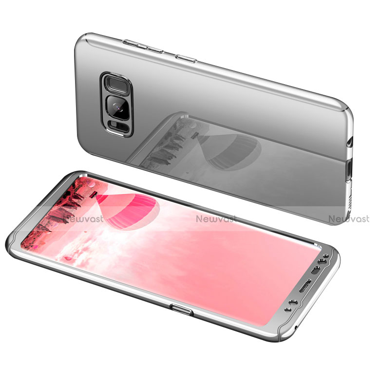 Hard Rigid Plastic Matte Finish Front and Back Cover Case 360 Degrees for Samsung Galaxy S8 Plus Silver