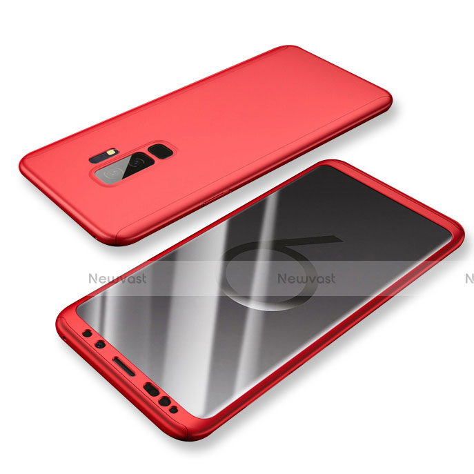 Hard Rigid Plastic Matte Finish Front and Back Cover Case 360 Degrees for Samsung Galaxy S9 Plus Red