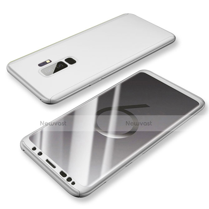 Hard Rigid Plastic Matte Finish Front and Back Cover Case 360 Degrees for Samsung Galaxy S9 Plus Silver