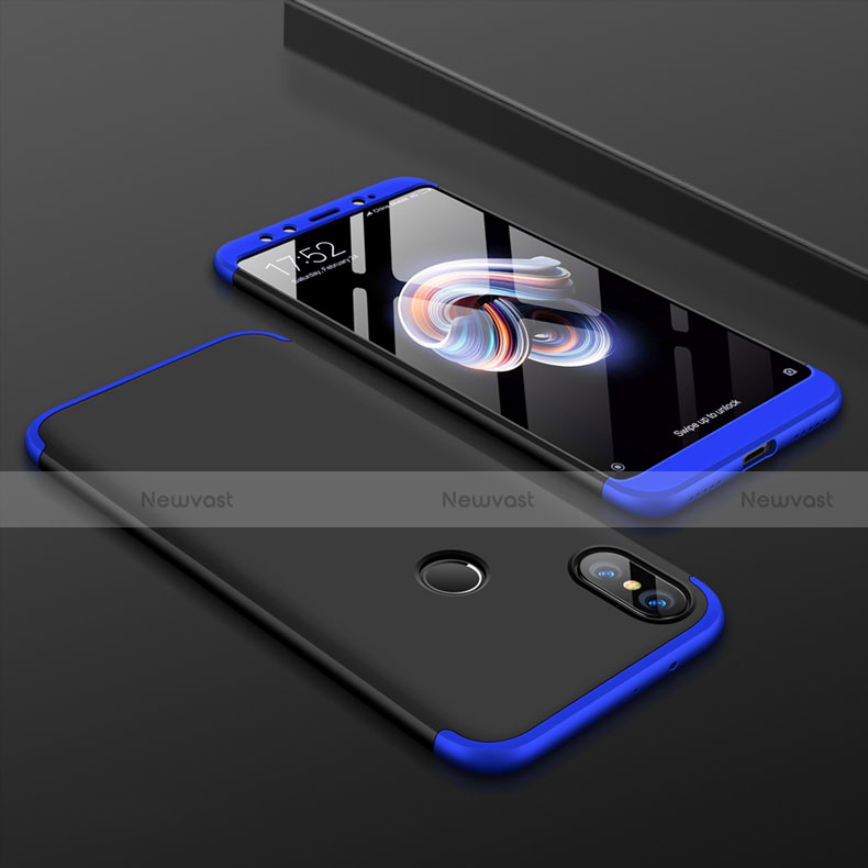 Hard Rigid Plastic Matte Finish Front and Back Cover Case 360 Degrees for Xiaomi Mi 6X Blue and Black