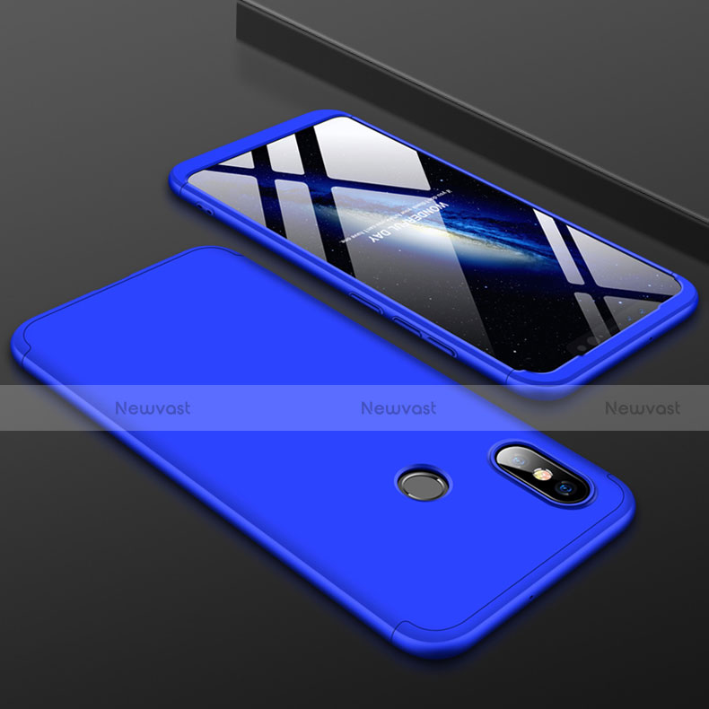 Hard Rigid Plastic Matte Finish Front and Back Cover Case 360 Degrees for Xiaomi Mi 8 Blue